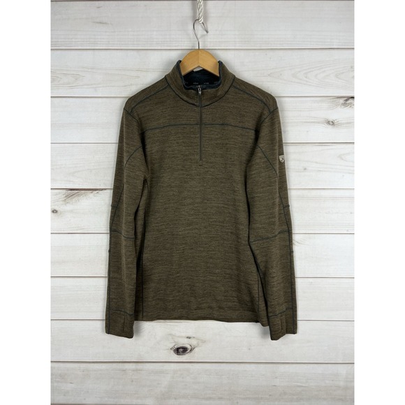 Kuhl‎ Sweater Mens M Brown Ryzer 1/4 Quarter Zip Athletic Performance Pullover - Picture 1 of 8